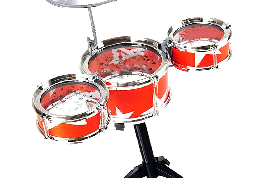 Mini Bateria Infantil com 3 Tambores e Banquinhos